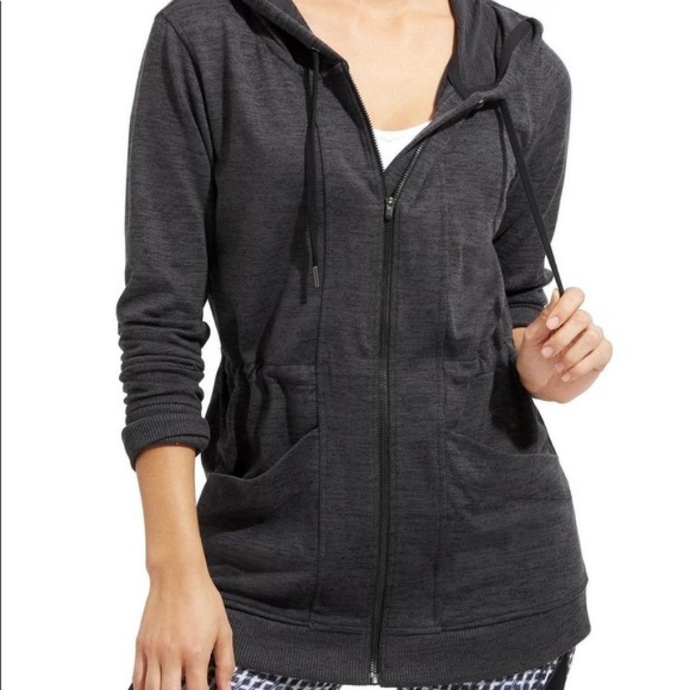 Athleta Blissful Gray Cya Drawstring Hoodie Sz XXS